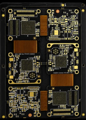 Detailed view of printed circuit board copper traces